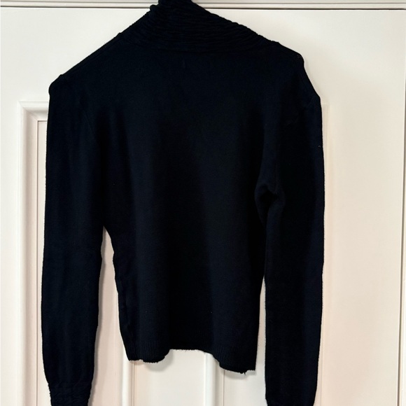 Women’s Cache Ruffled Black Turtleneck Sweater - Picture 6 of 7